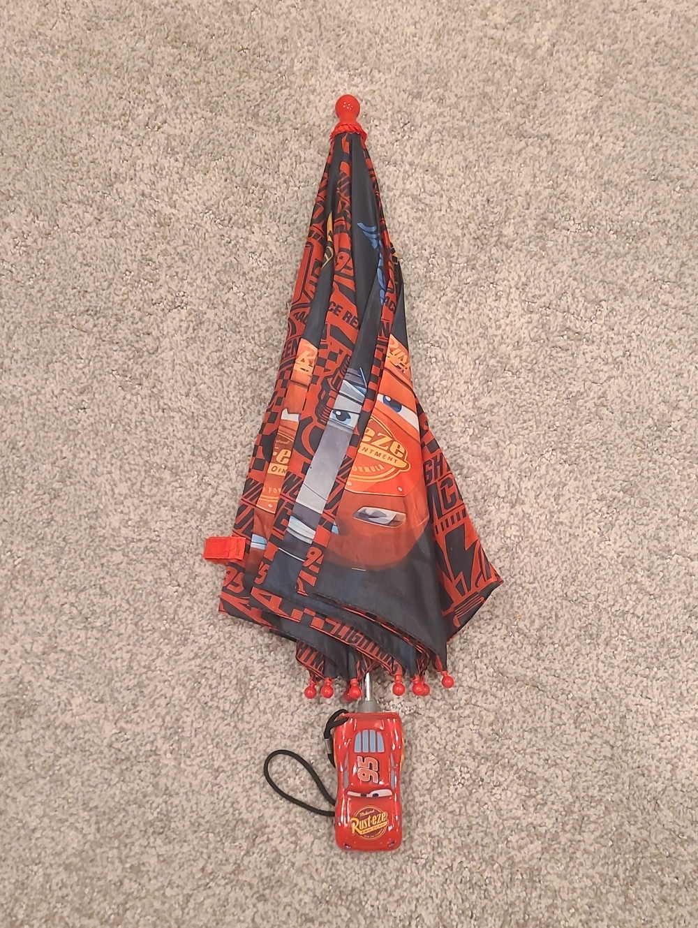 Disney Cars Red Kids Umbrella with Lightning McQueen Case